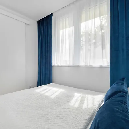 Blue And White In With Furnished Balcony By Renters Apartment Lodz