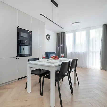 Blue And White In With Furnished Balcony By Renters Łódź