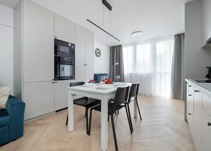 Blue And White In With Furnished Balcony By Renters Łódź